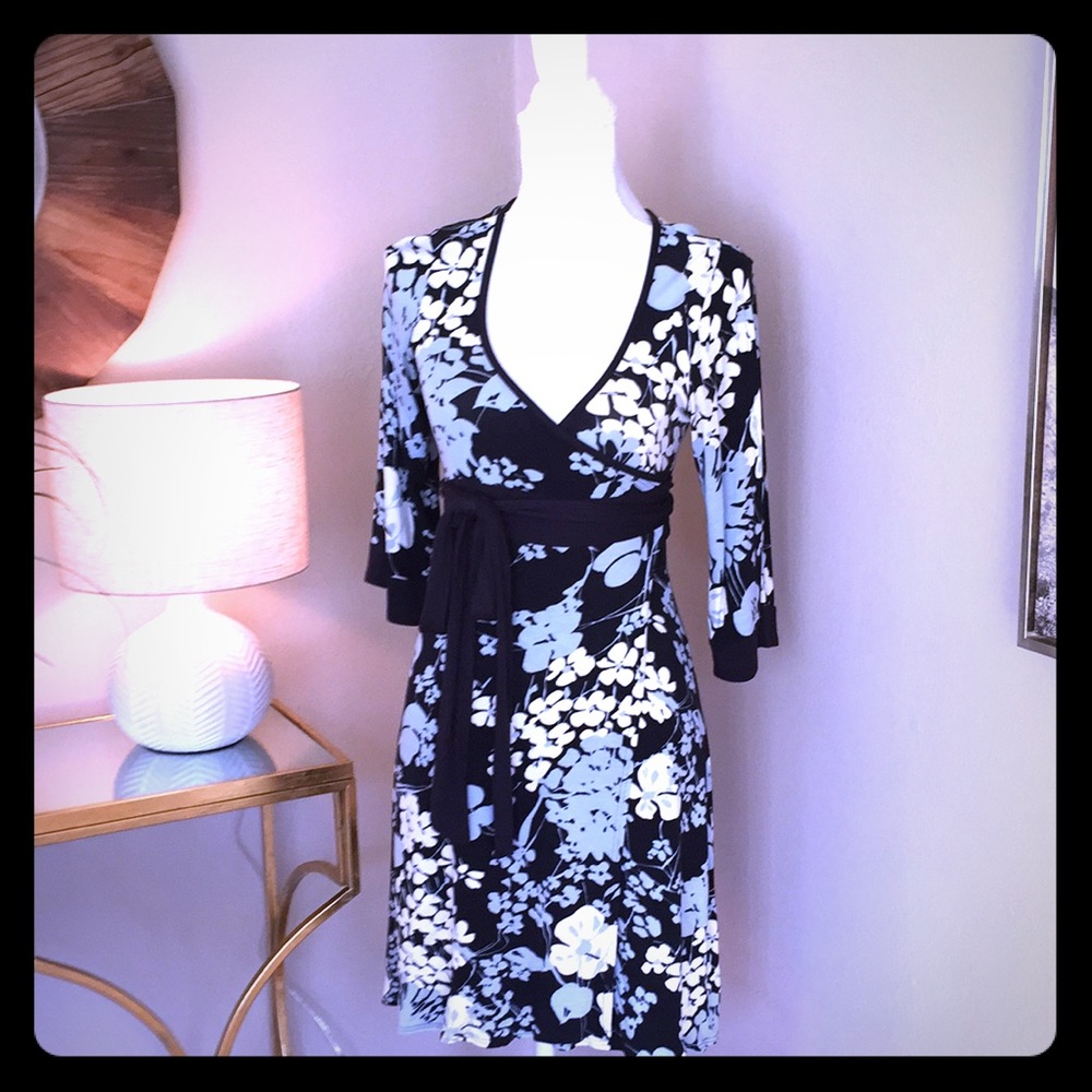 Topshop wraparound navy blue dress, size 6